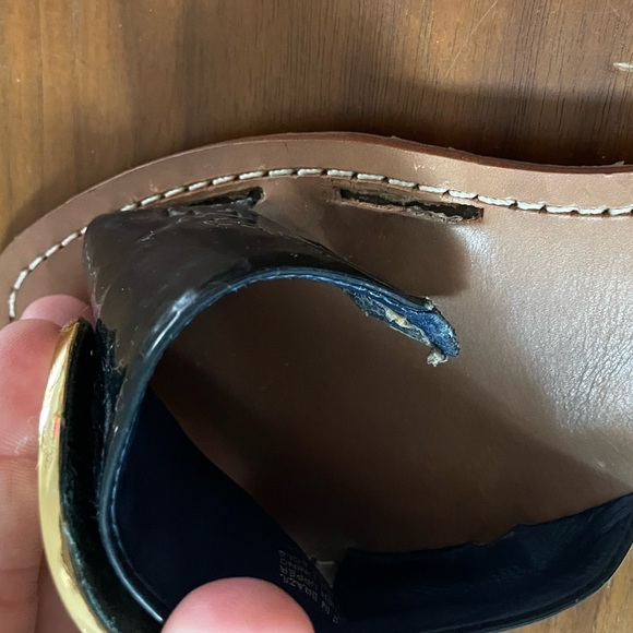 Tori Burch Navy Patent Sandals - Picture 4 of 5